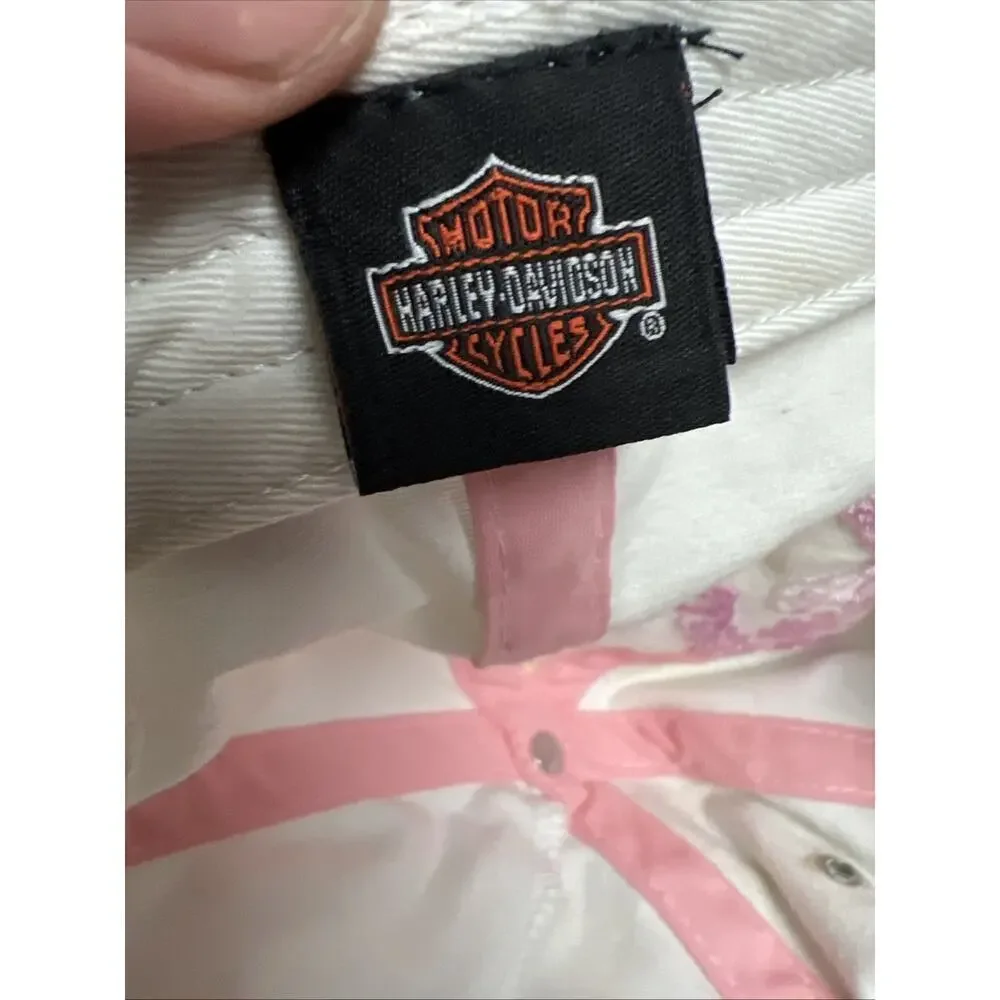 Harley Davidson Hat Cap Snap Back Womens Pink White 100% Cotton Bahamas